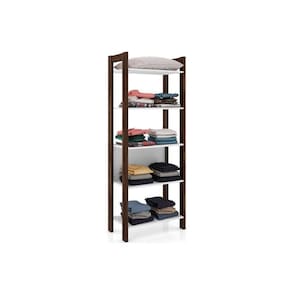 Guarda Roupa Closet Modulado Az1005 C- 5 Prateleiras Cor Branco-nogal - Tecno Mobili