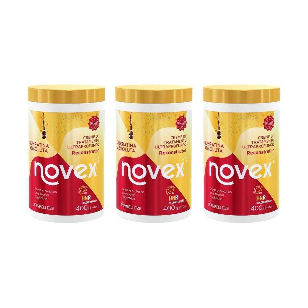 Creme De Tratamento Novex 400G Queratina Absoluta-Kit 3Un