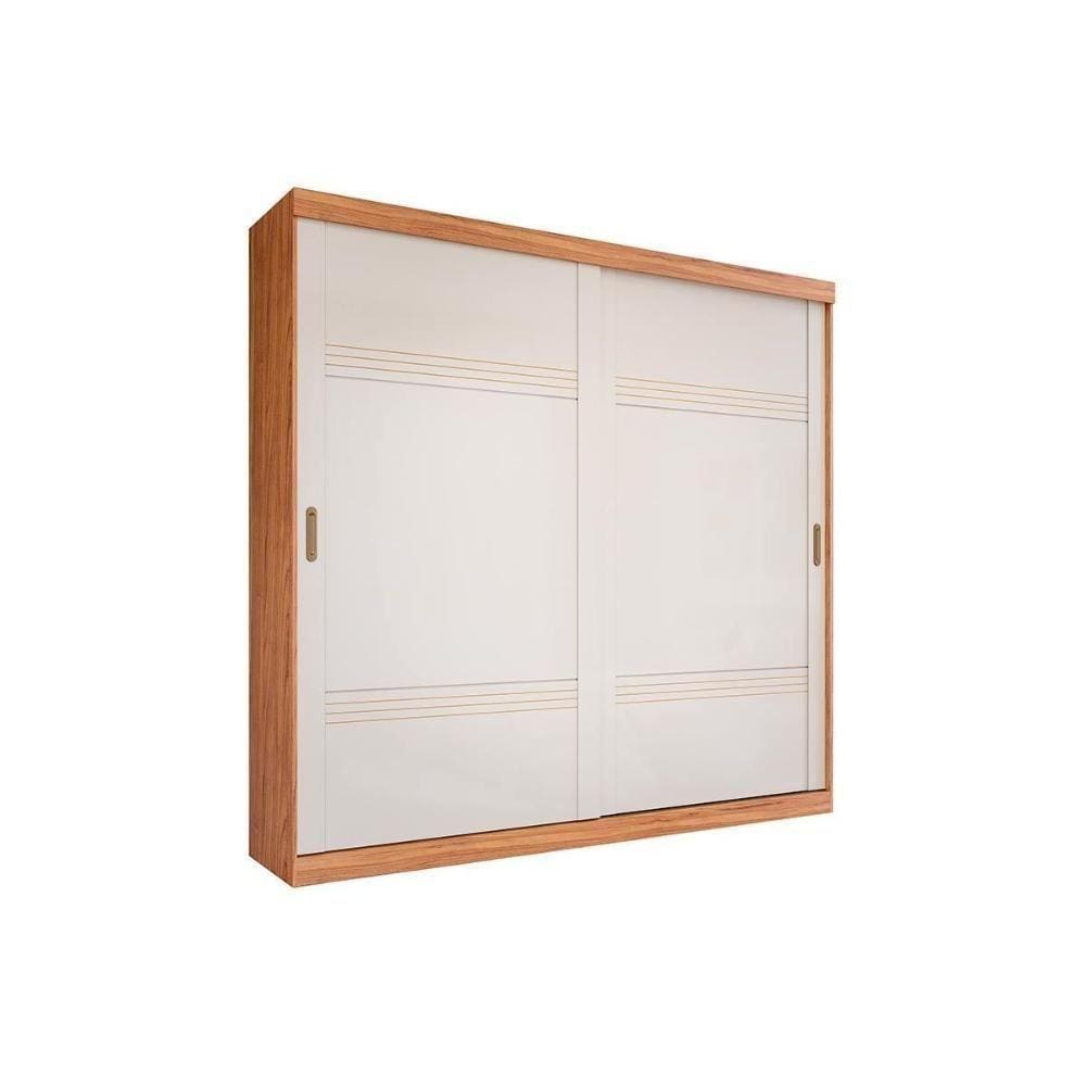 Guarda Roupas 2 Portas De Correr E 4 Gavetas Blumenau Cinamomo/off White - Panan