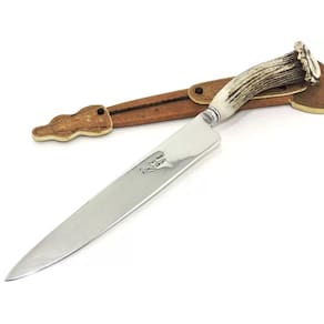 Faca Franz Wenk Solingen Aço Carbono, Cabo Chifre Cervo - Lâm. - 22 cm.