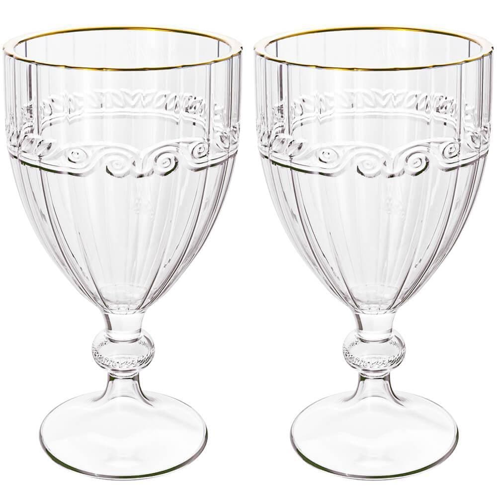 Jogo de Taças de Cristal Transparente Fio de Ouro Imperial 330mL 2 peças - Lyor