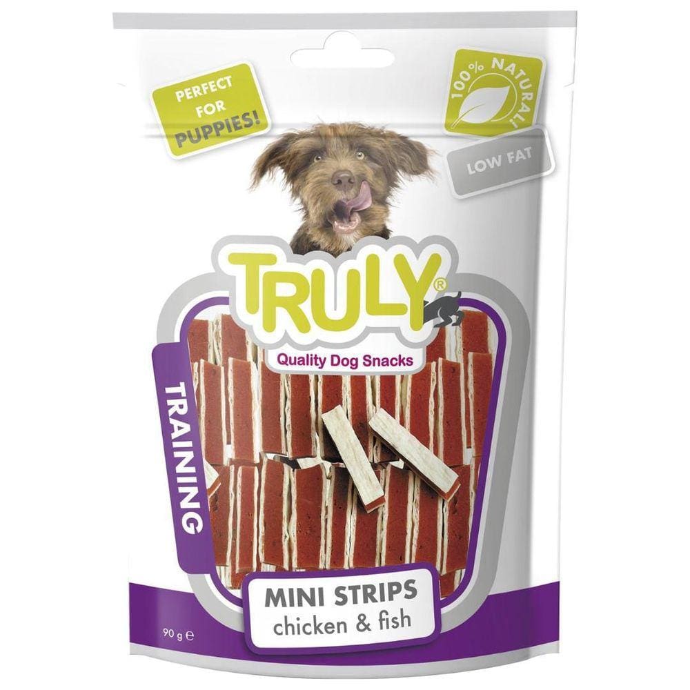 Truly Training Petisco Cães Mini Tiras Frango E Peixe - 90G