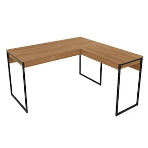 Escrivaninha/Mesa Escritório de Canto Multimóveis CR25054 Amendoa/Preta