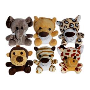 Kit Chaveiros de Lembrancinha Bichos de Pelúcia Safari Selva 6 Unidades 11 cm