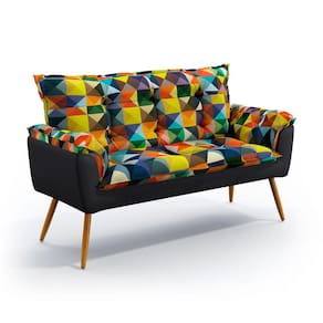 Poltrona Namoradeira Beta / F-015 N-022 Sued Estampado Vermelho com Veludo Cinza Escuro