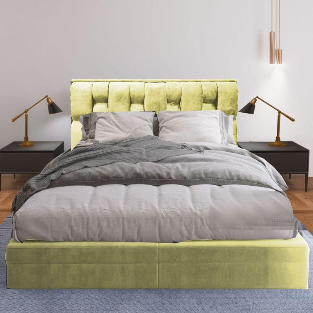 Cabeceira Cama Box Cherie Suede Moderna 140 Amarelo