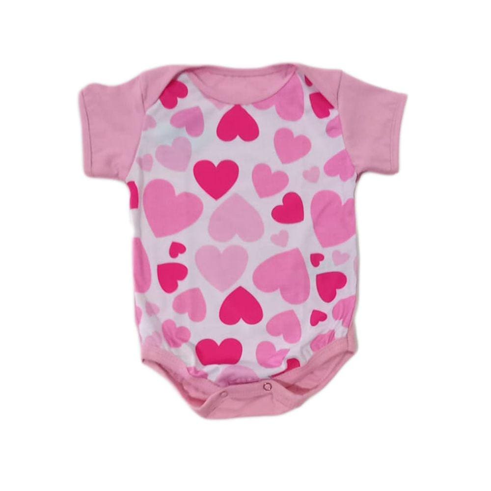 Body de Bebê Manga Curta Corações