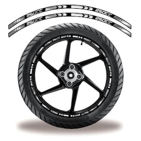 Friso De Roda Adesivo Refletivo Para Motos 250 Cc Branco E Preto Cor Preto