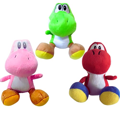 imagem-03 Pelúcias Yoshi Verde Vermelho e Rosa 30cm