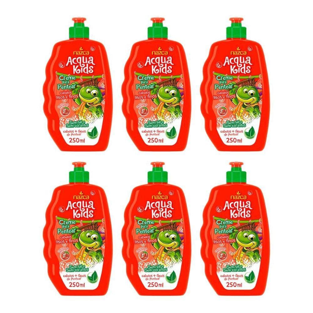 Creme Pentear Acqua Kids 250Ml Lisos Finos - Kit Com 6Un