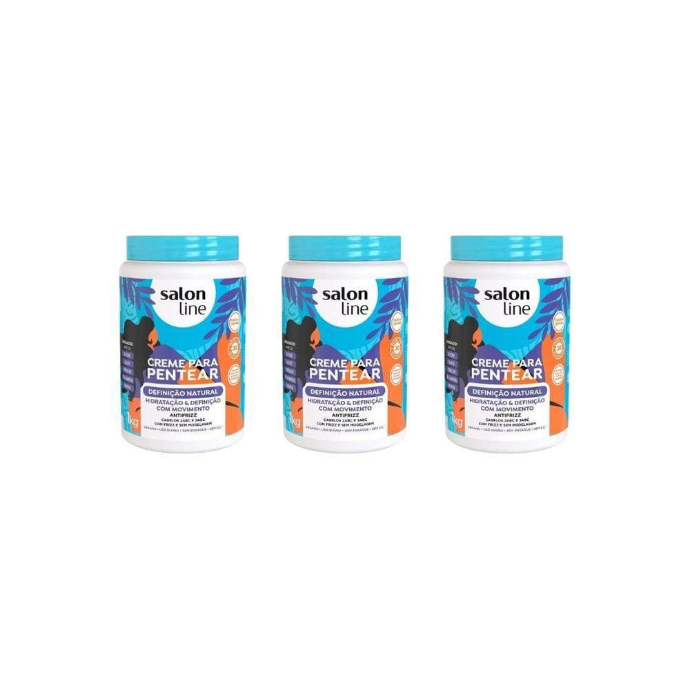 Creme Para Pentear Salon Line 1Kg Definição Natural - 3Un