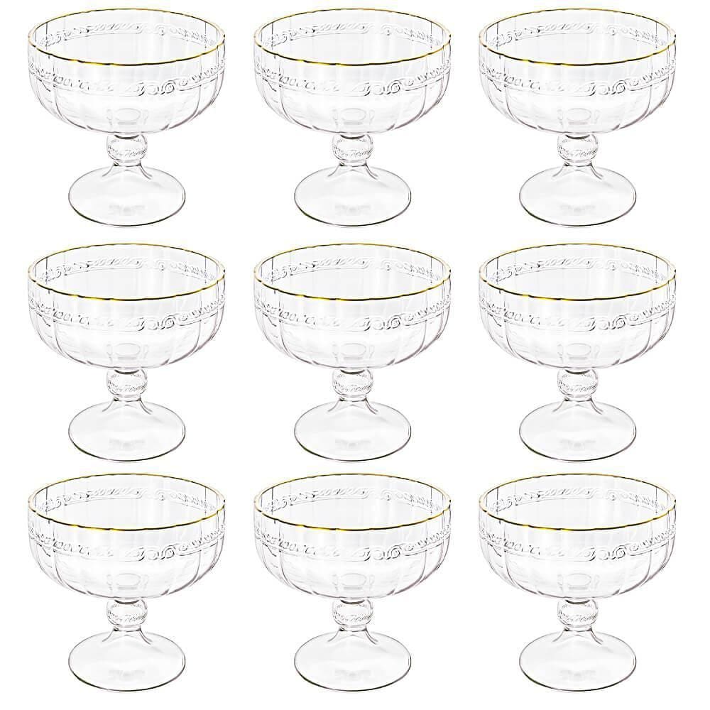 Taça de Sobremesa em Cristal Imperial Fio de Ouro 200mL 9 peças - Lyor