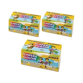Kit 03 Tinta Tempera Guache 15ml 6 Cores Abelinhas - Acrilex