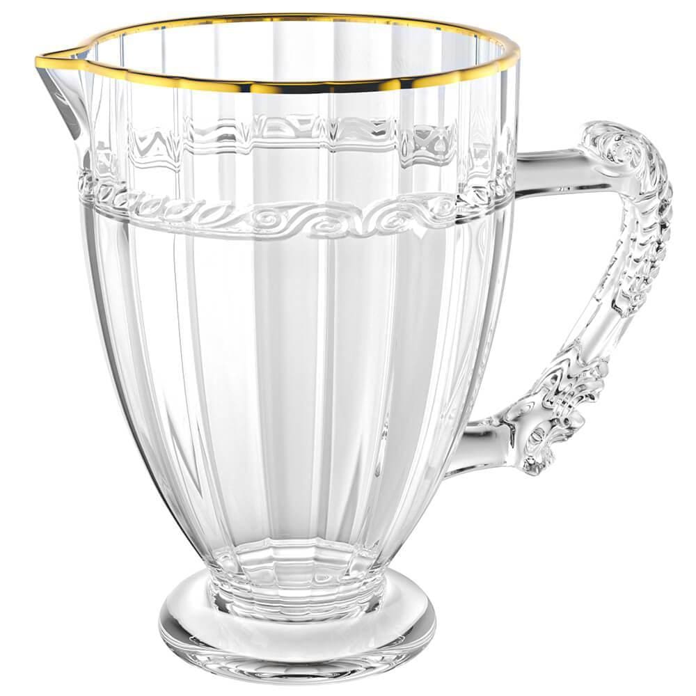 Jarra de Suco e Água em Cristal Transparente Imperial Fio de Ouro 1L - Lyor