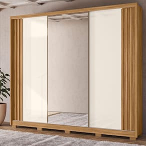 Guarda Roupa Casal 3 Portas com Espelho Deslizantes 6 Gavetas Arizona