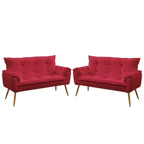 Kit 2 Poltronas Namoradeiras Beta Sued Vermelho Aradecor
