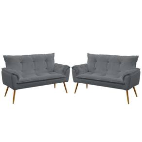 Kit 2 Poltronas Namoradeiras Beta Sued Cinza Aradecor