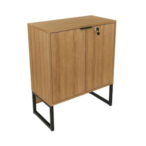 Balcão Escritório com Chave Multimóveis CR25051 Amendoa/Preto