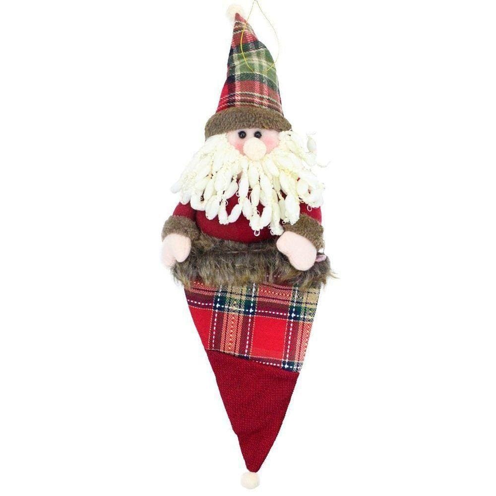 Decoração Enfeite árvore Natal Papai Noel Saco Natalino 53cm