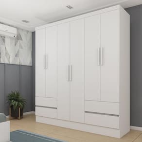 Guarda-roupa Casal 6 Portas 4 Gavetas Oregon Neve/Neve