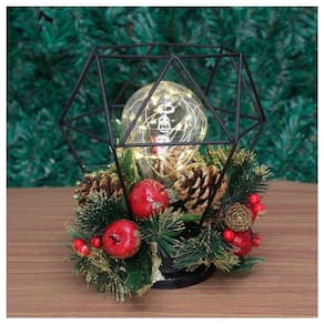 Decoração Lamparina Natal Enfeite Iluminado Natalino 21cm