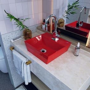 Kit Cuba Aq33 Volcano com Válvula Metal e Sifão com Flexível Vermelho