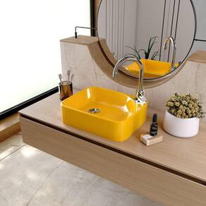 Kit Cuba Ro36 Cross com Torneira Luxo e Válvula Botão com Sifão e Flexível Amarelo