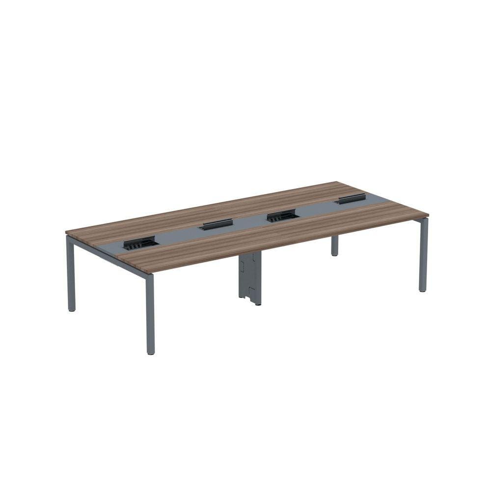 Mesa de Plataforma Dupla para 4 Pessoas Corporativa 150x140/4p Pdc15/14/4p Walnut/Grafito