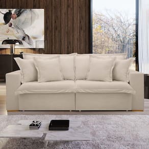 Sofá Cama Retrátil e Reclinável 220cm Arizona Bege