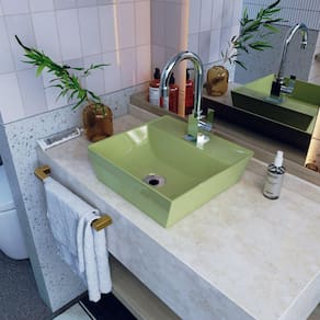 Kit Cuba Aq33 Volcano com Torneira Luxo e Válvula Metal com Sifão e Flexível Verde Acqua
