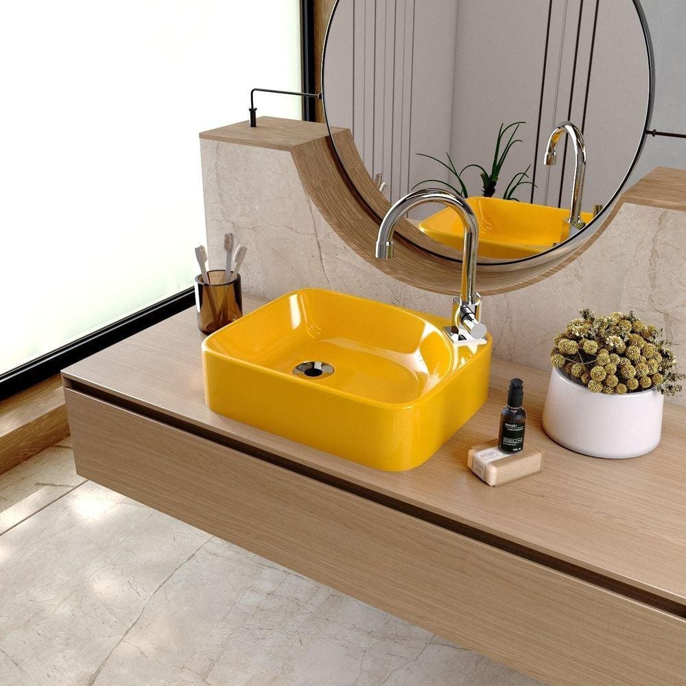 Kit Cuba Ro36 Cross com Válvula Metal e Sifão com Flexível Amarelo