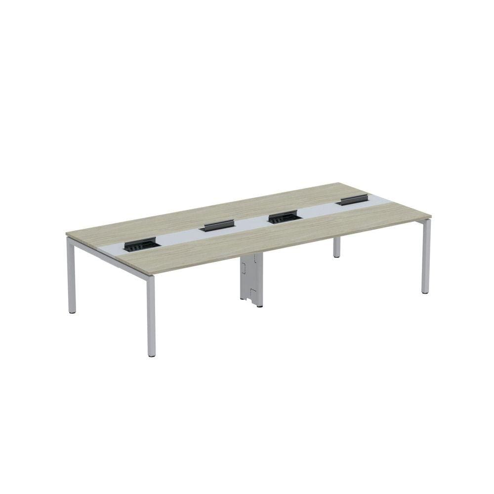 Mesa de Plataforma Dupla para 4 Pessoas Corporativa 150x140/4p Pdc15/14/4p Nogueira Casblanca/Cinza