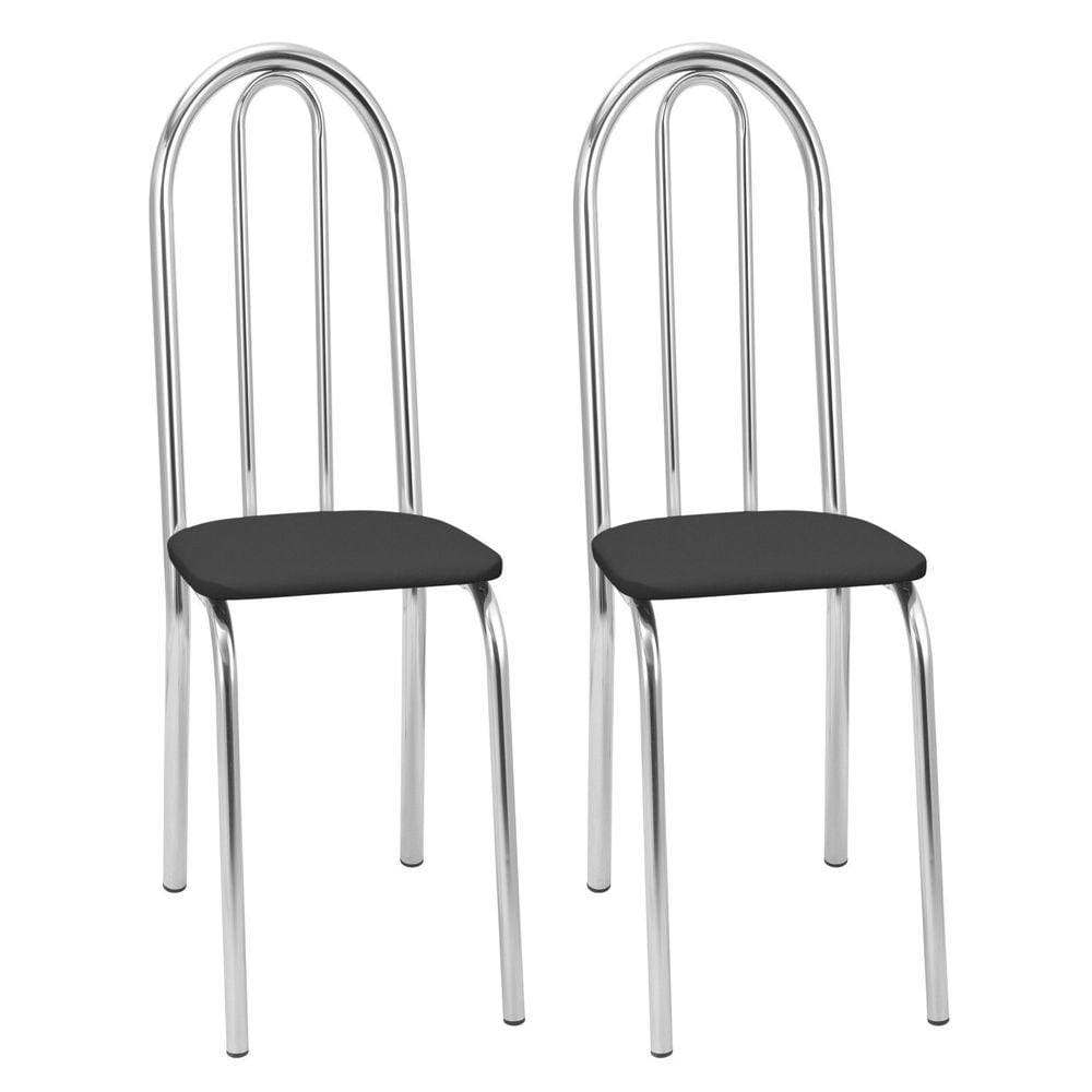 Kit 2 Cadeiras para Cozinha Cc55 - A101 Cromado/Preto