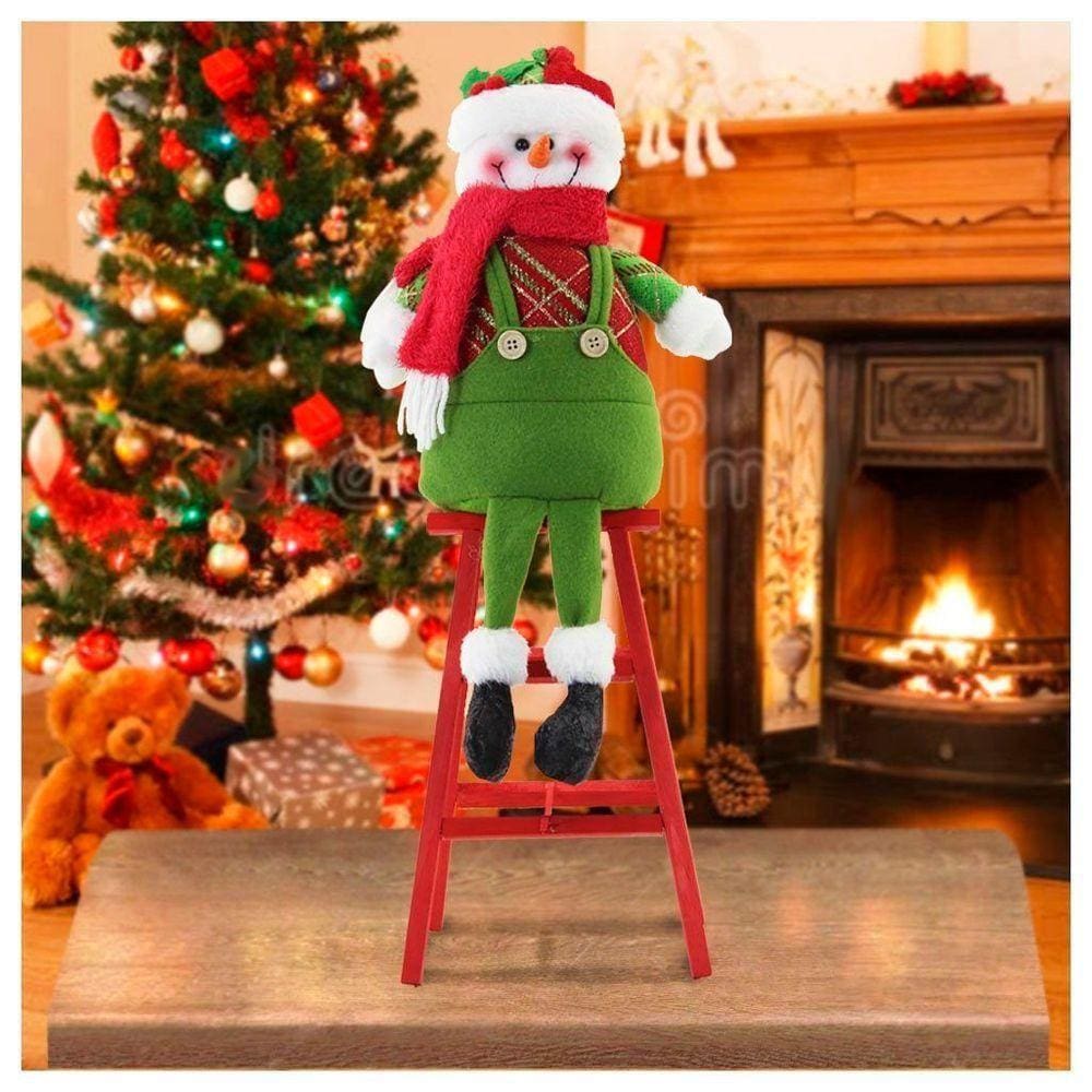 Boneco De Neve Natal Em Tecido Escada 51cm