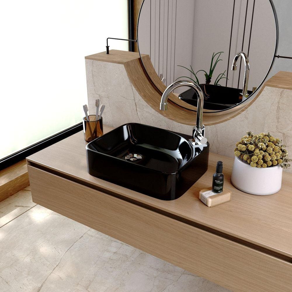 Kit Cuba Ro36 Cross com Torneira Luxo e Válvula Botão com Sifão e Flexível Preto