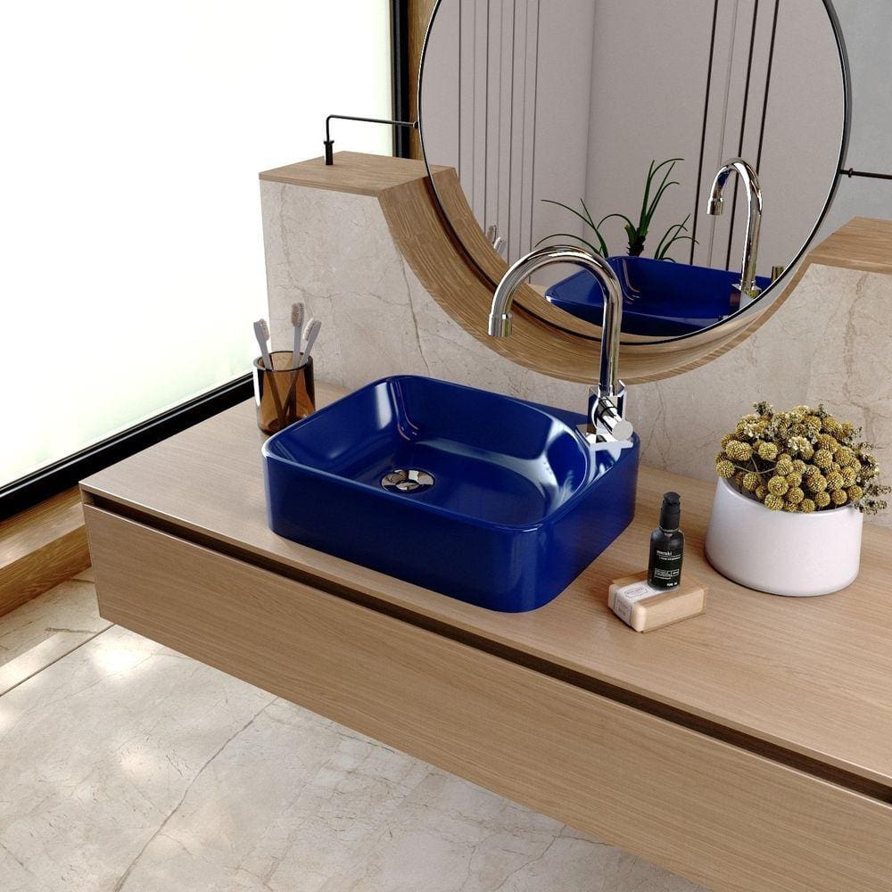 Kit Cuba Ro36 Cross com Válvula Botão e Sifão com Flexível Azul Escuro