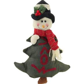 Pinheiro De Pelúcia Natal Boneco De Neve Pendente 35cm