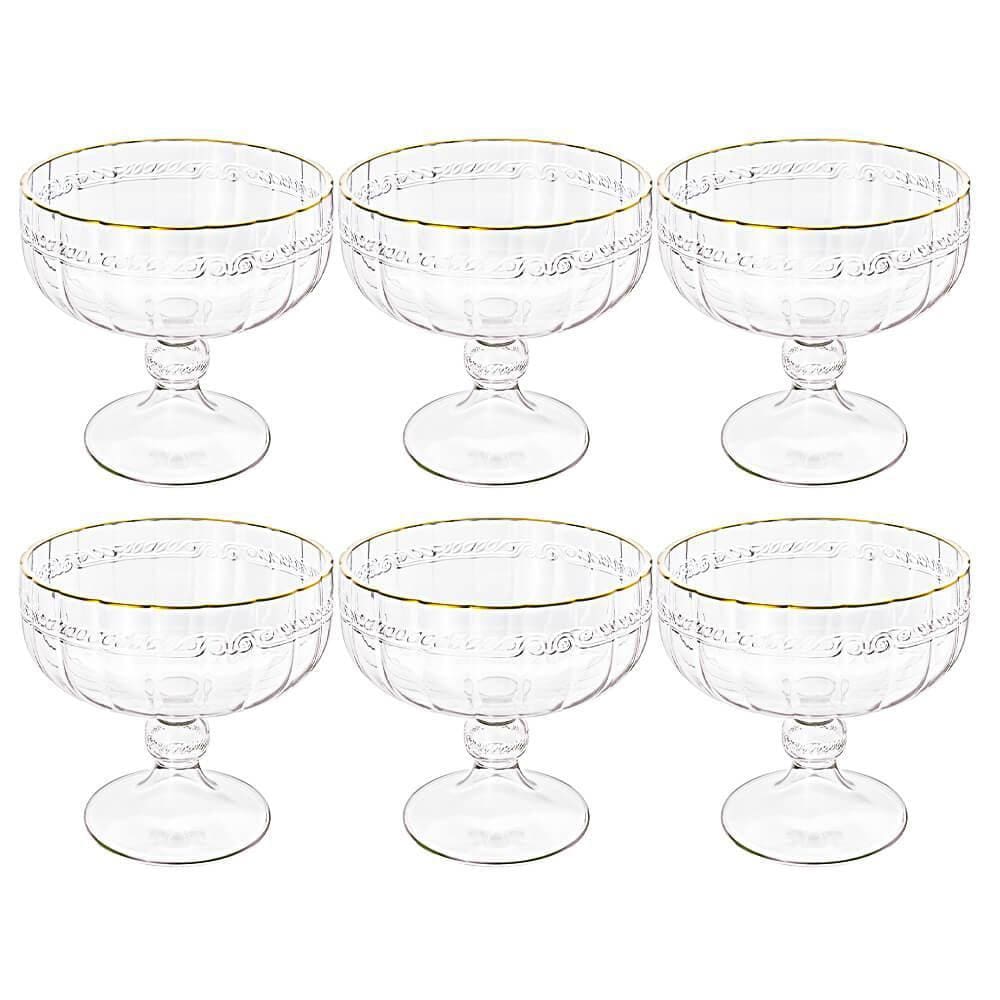 Taça de Sobremesa em Cristal Imperial Fio de Ouro 200mL 6 peças - Lyor