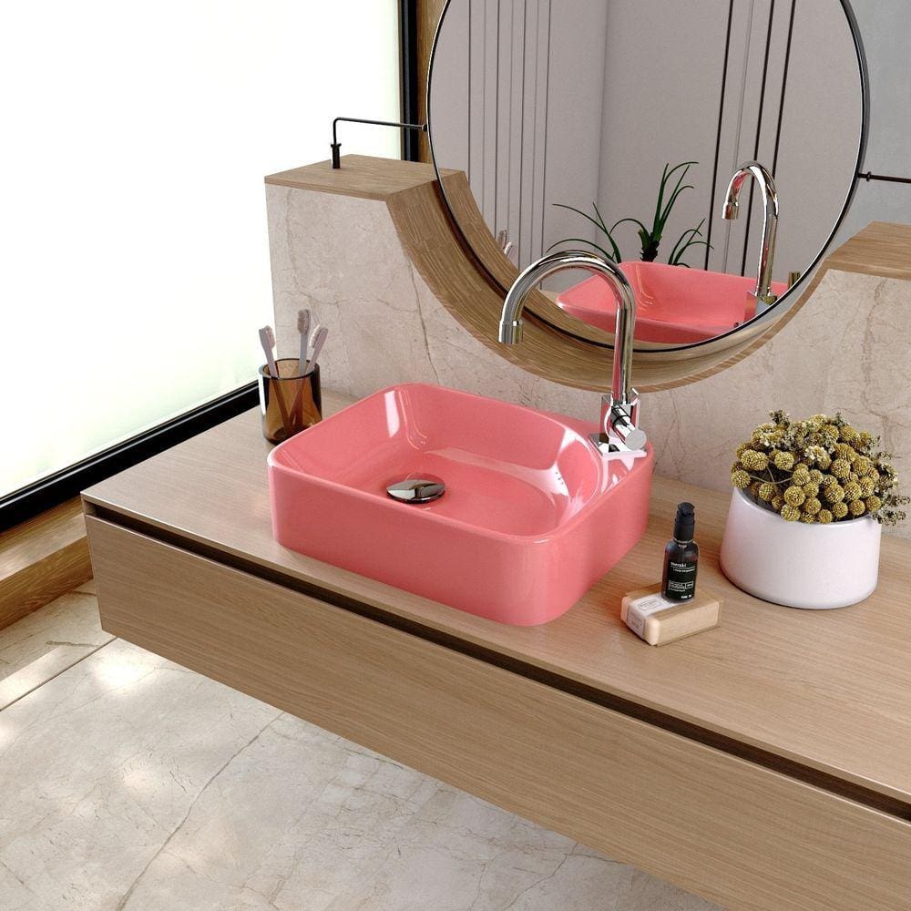 Kit Cuba Ro36 Cross com Torneira Luxo e Válvula Click com Sifão e Flexível Rosa