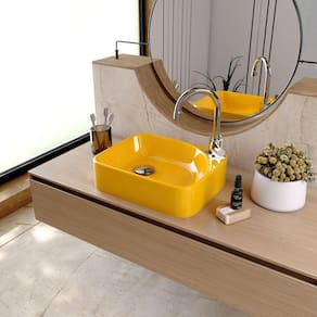 Kit Cuba Ro36 Cross com Torneira Luxo e Válvula Click com Sifão e Flexível Amarelo
