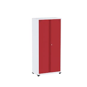 Armário 2 Portas Aço 4 Prateleiras Ap409sl Branco/Vermelho