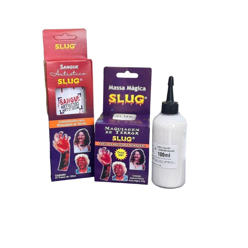 Kit Slug Massa 200 Gr + Sangue Artificial 120 Ml + Látex