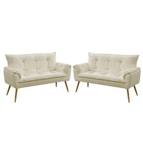 Kit 2 Poltronas Namoradeiras Beta Sued Bege Aradecor