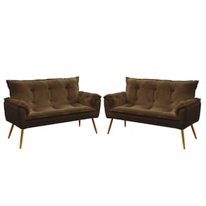 Kit 2 Poltronas Namoradeiras Beta Sued Marrom Aradecor