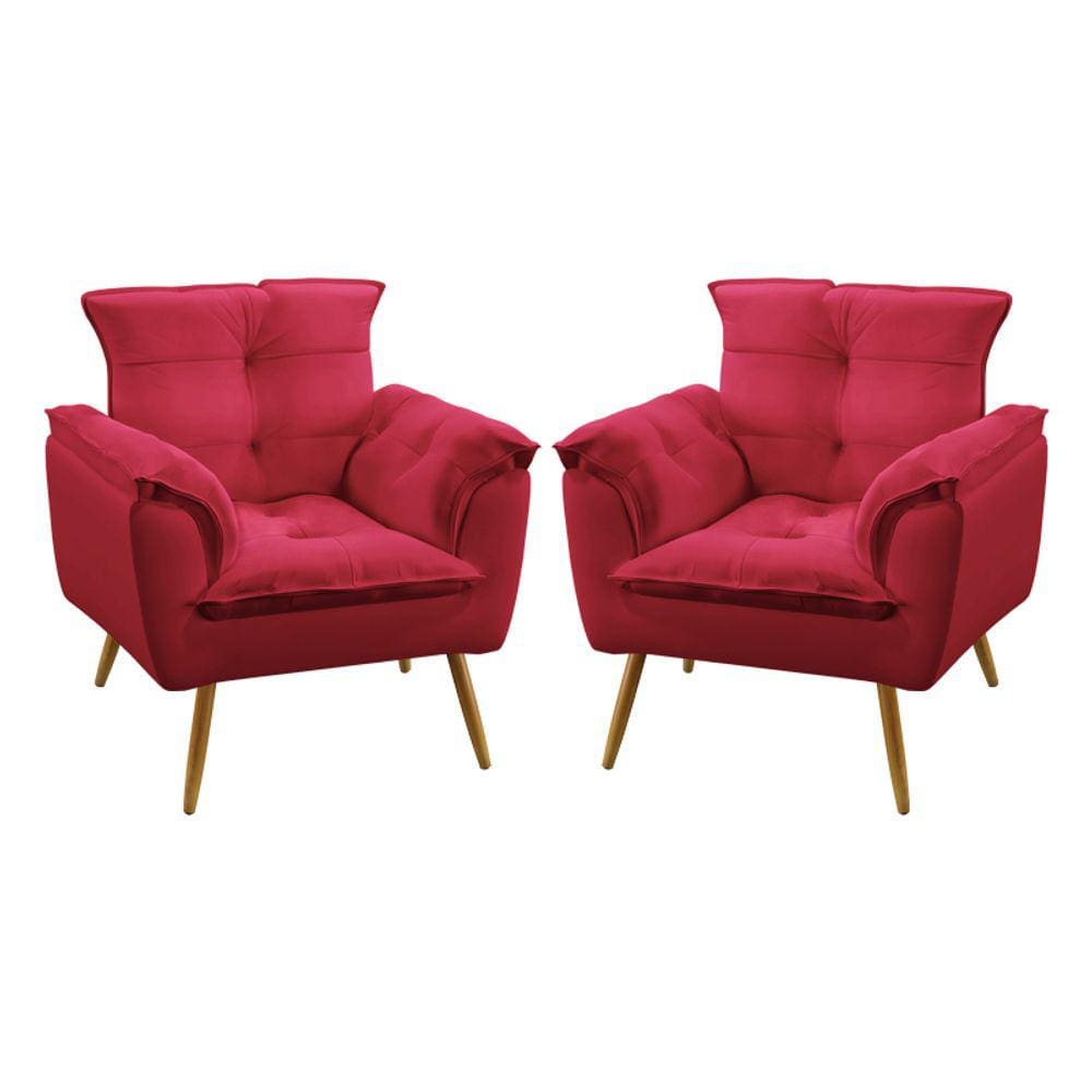 Kit 2 Poltronas Beta Sued Vermelho Aradecor
