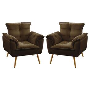 Kit 2 Poltronas Beta Sued Marrom Aradecor