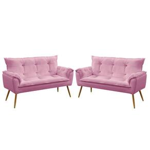 Kit 2 Poltronas Namoradeiras Beta Sued Rosê Aradecor