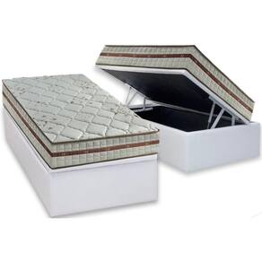 Cama Box Baú Solteiro: Colchão Molas MasterPocket Ensacadas Anjos   Classic + Base CRC Courano White(88x188)