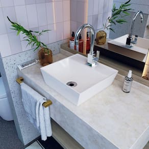 Kit Cuba Aq33 Volcano com Válvula Metal e Sifão com Flexível Branco