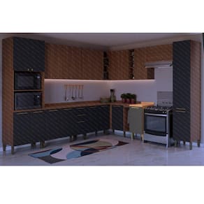 Balcão Sálvia 40cm com Tampo 1 Porta Grafite/Freijo